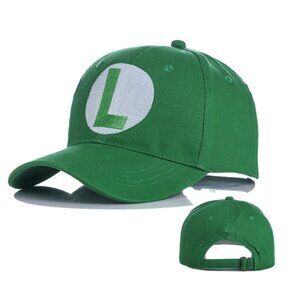 Luigi Green Baseball Cap Adjustable Mario Costume Hat